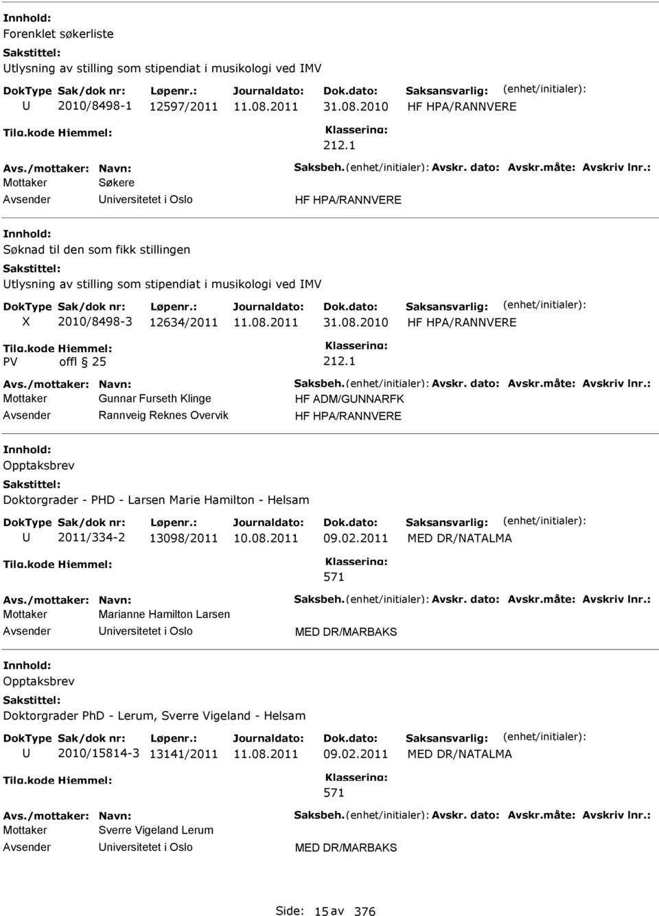 1 Avs./mottaker: Navn: Saksbeh. Avskr. dato: Avskr.måte: Avskriv lnr.