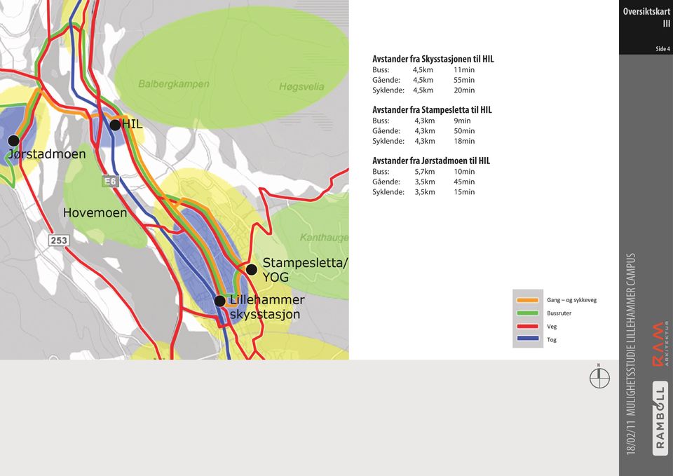 til HIL Buss: 4,3km 9min Gående: 4,3km 50min Syklende: 4,3km 18min Avstander