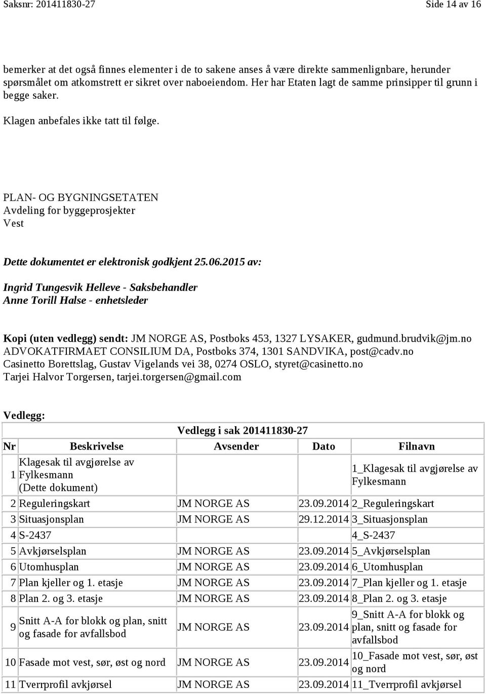 PLAN- OG BYGNINGSETATEN Avdeling for byggeprosjekter Vest Dette dokumentet er elektronisk godkjent 25.06.