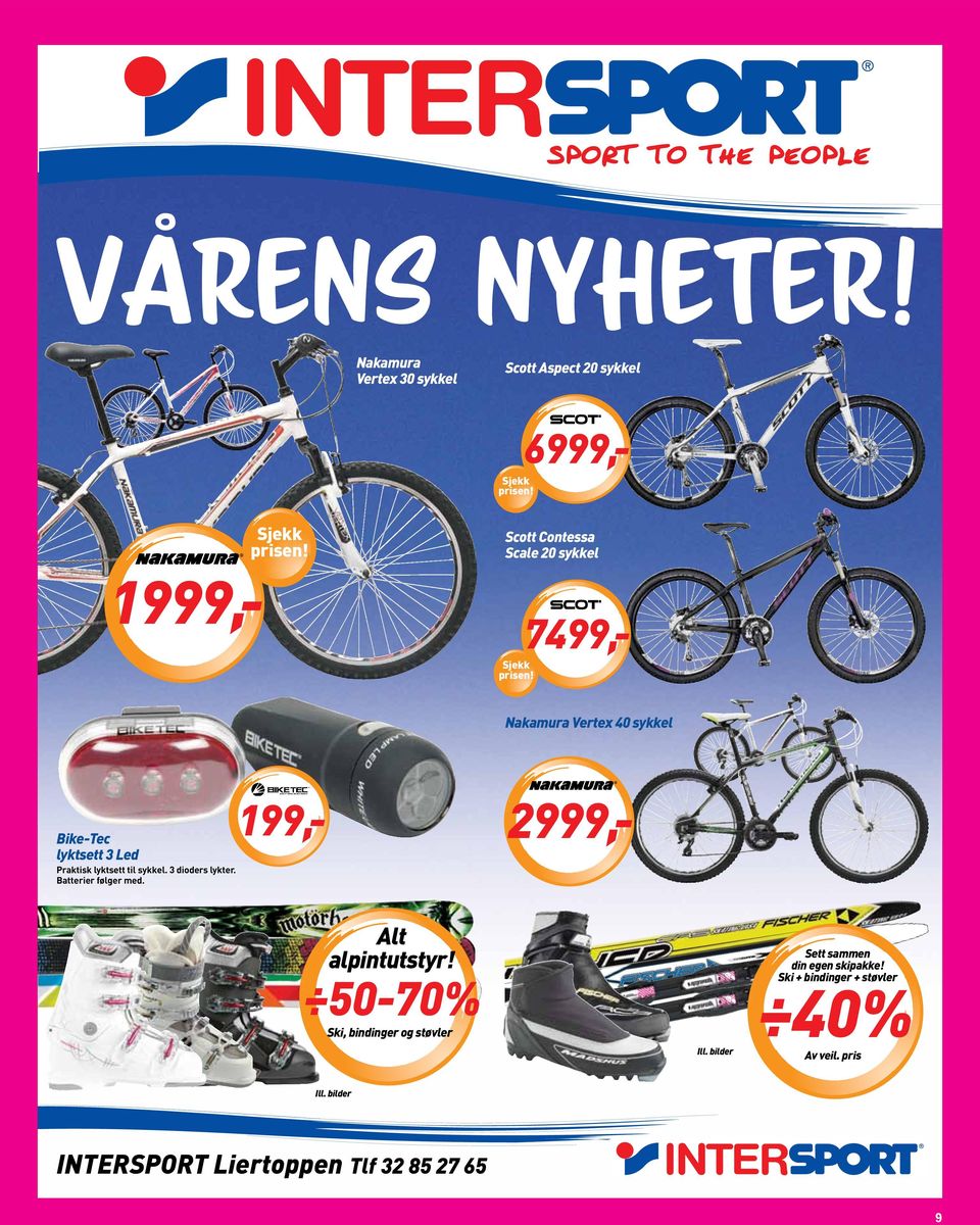 Nakamura Vertex 40 sykkel Bike-Tec lyktsett 3 Led Praktisk lyktsett til sykkel. 3 dioders lykter. Batterier følger med.