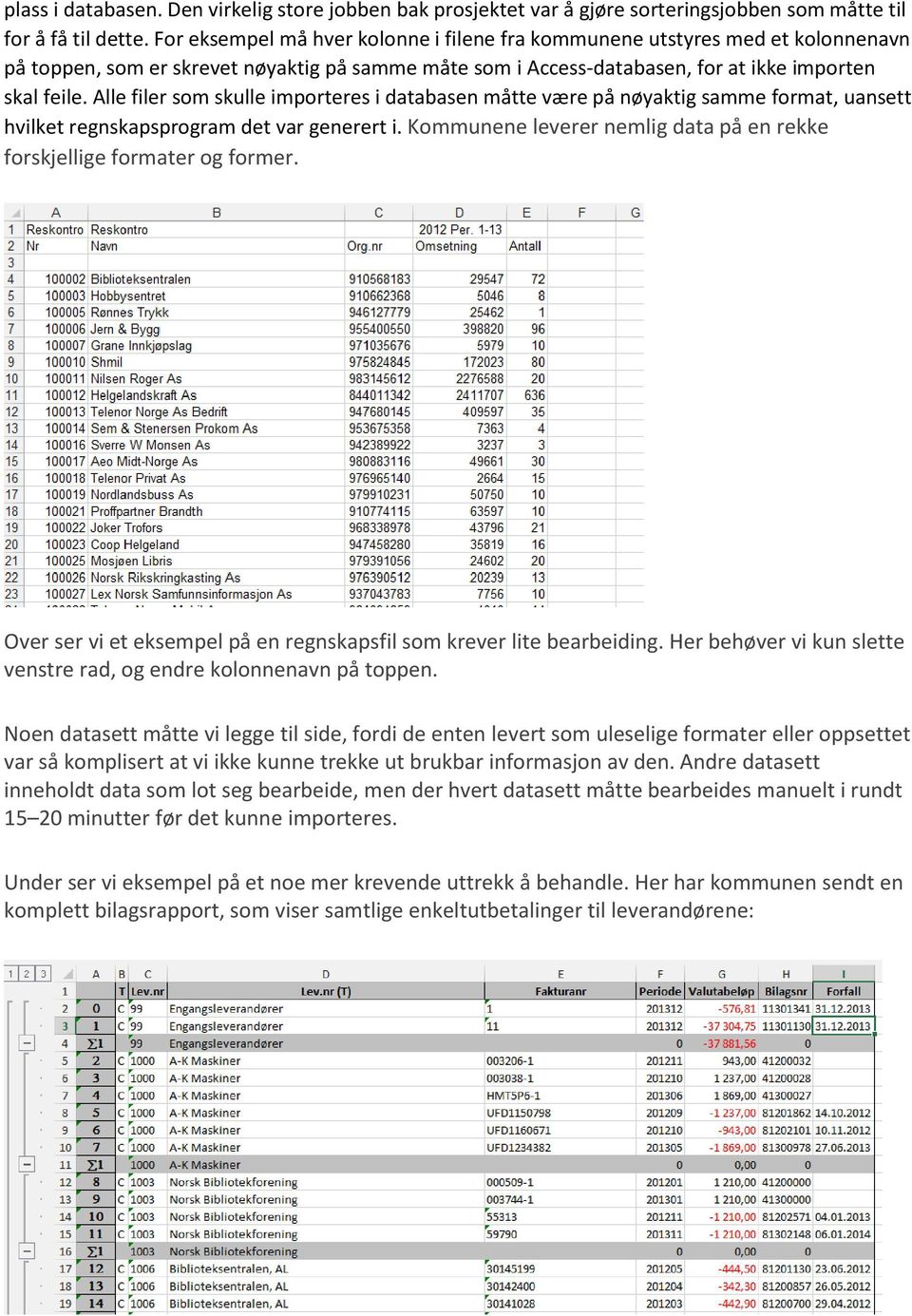 Alle filer som skulle importeres i databasen måtte være på nøyaktig samme format, uansett hvilket regnskapsprogram det var generert i.