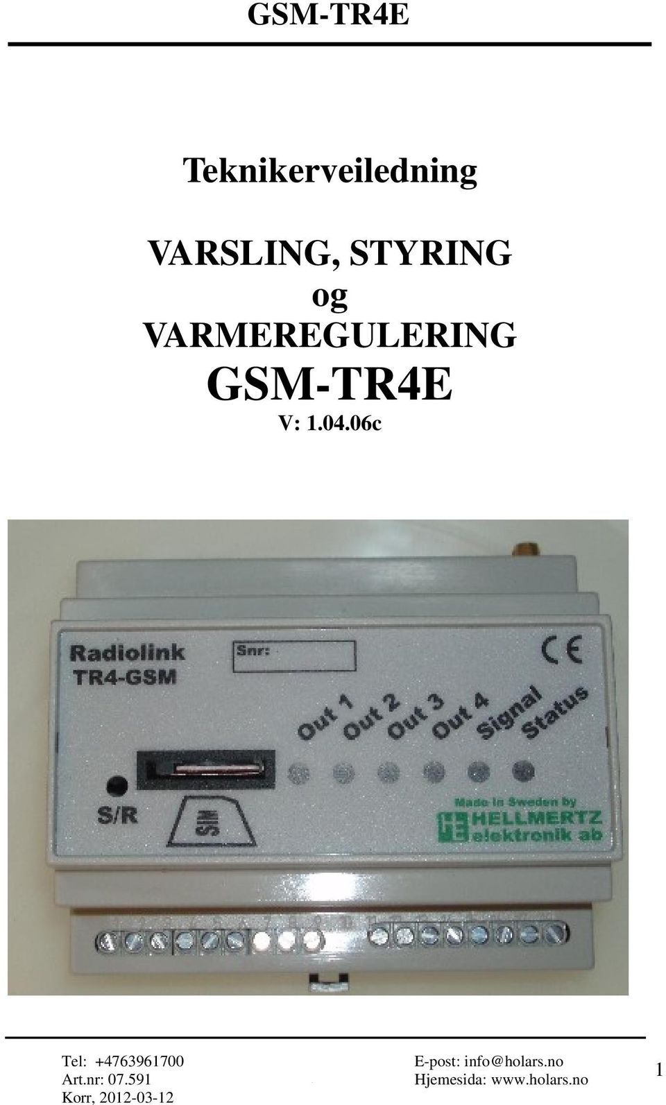 VARMEREGULERING GSM-TR4E