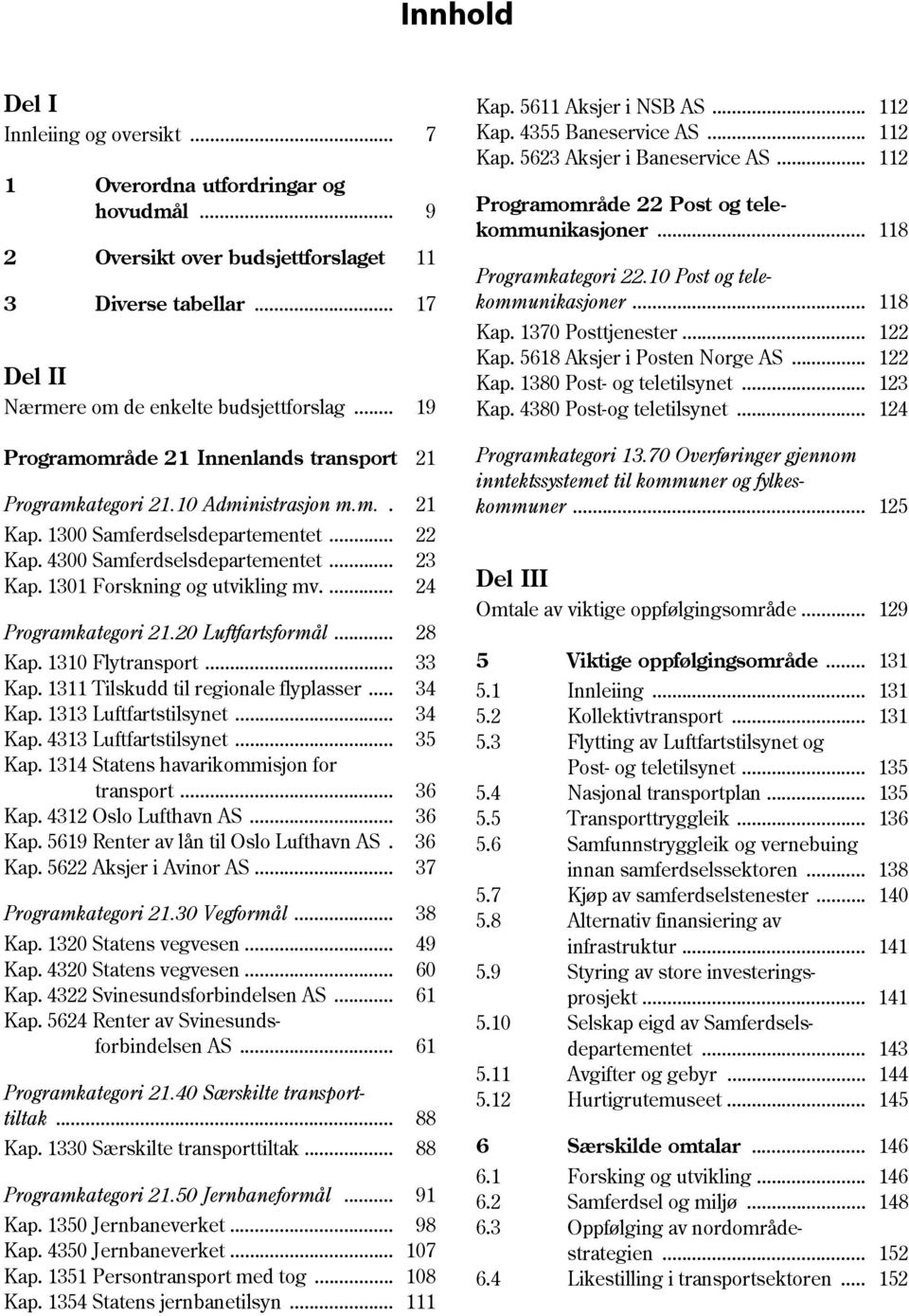 10 Post og telekommunikasjoner... 118 Kap. 1370 Posttjenester... 122 Kap. 5618 Aksjer i Posten Norge AS... 122 Kap. 1380 Post- og teletilsynet... 123 Kap. 4380 Post-og teletilsynet.