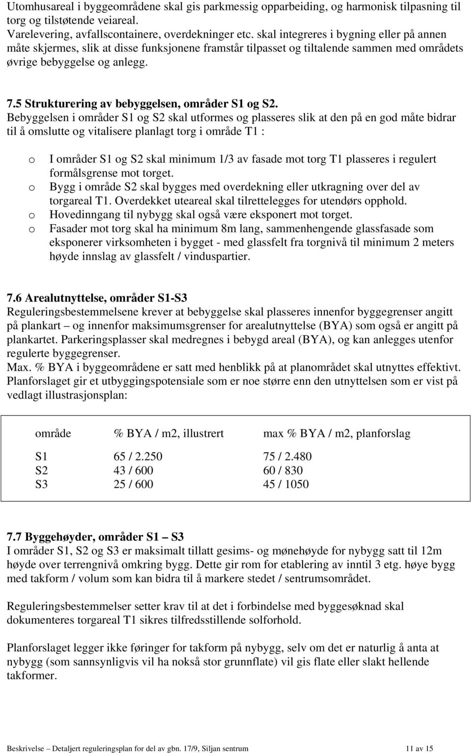 5 Strukturering av bebyggelsen, områder S1 og S2.