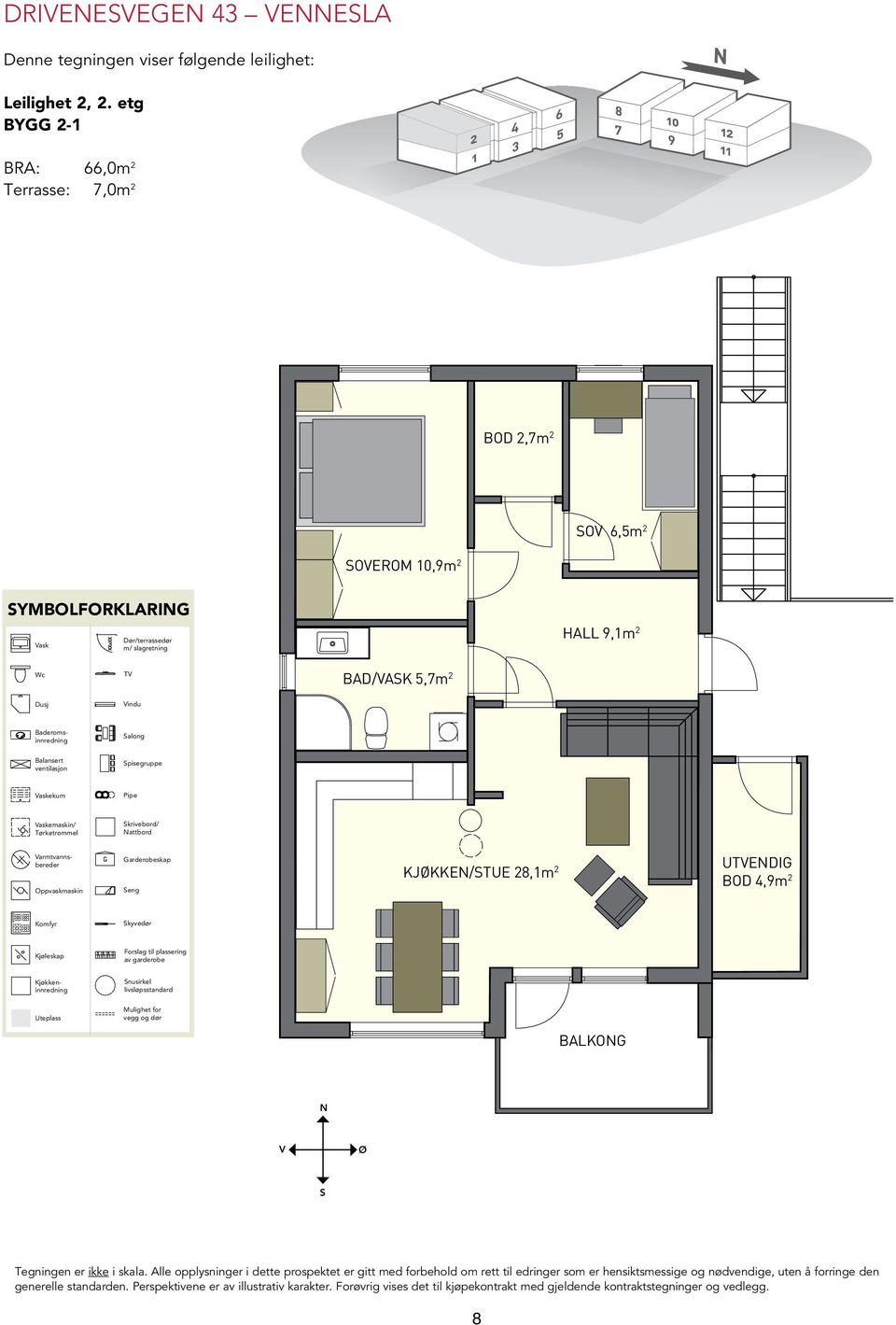 BAD/VASK 5,7m 2 Dusj Vindu Baderomsinnredning Salong Balansert ventilasjon Spisegruppe Vaskekum Pipe Vaskemaskin/ Tørketrommel Skrivebord/ Nattbord