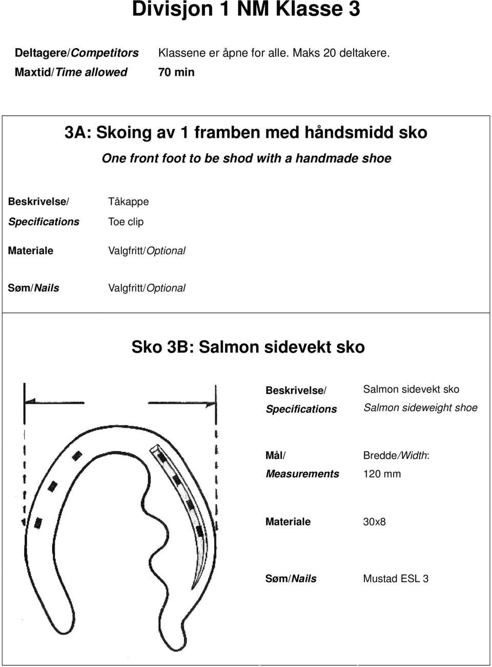 shoe Tåkappe Toe clip Valgfritt/Optional Søm/Nails Valgfritt/Optional Sko 3B: Salmon