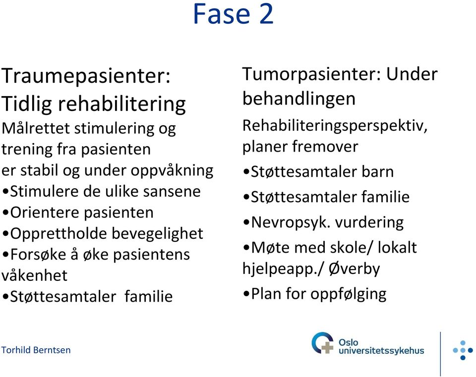 våkenhet Støttesamtaler familie Tumorpasienter: Under behandlingen Rehabiliteringsperspektiv, planer fremover