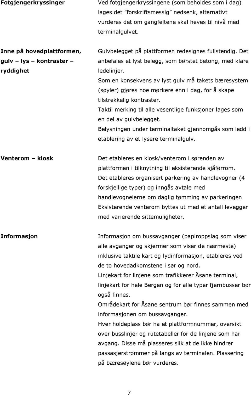 Som en konsekvens av lyst gulv må takets bæresystem (søyler) gjøres noe mørkere enn i dag, for å skape tilstrekkelig kontraster.