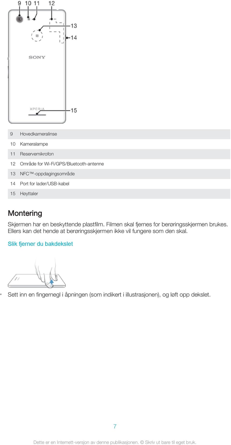 Filmen skal fjernes for berøringsskjermen brukes.