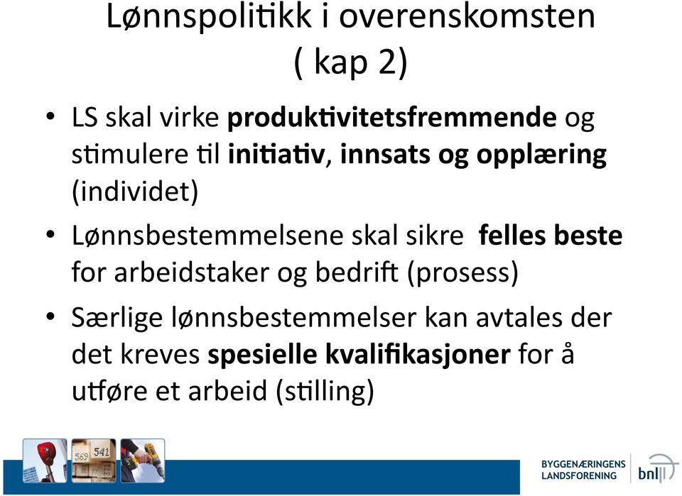 sikre felles beste for arbeidstaker og bedri` (prosess) Særlige