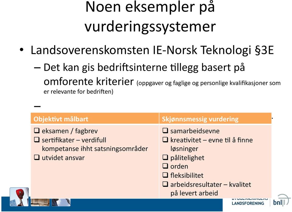 de Skjønnsmessig vurdering Bedri`en Jllitsvalgte godkjenner eksamen / fagbrev serjﬁkater verdifull kompetanse ihht satsningsområder