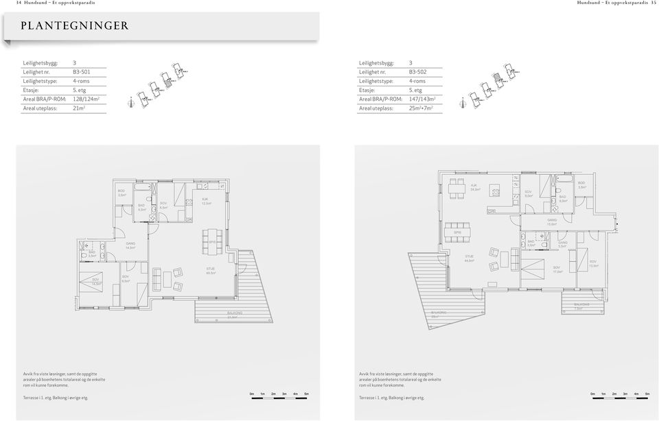 etg Areal BRA/P-ROM: 128/124m 2 Areal uteplass: 21m 2 Areal BRA/P-ROM: 147/143m 2 Areal uteplass: 25m 2 +7m 2 14,0m²