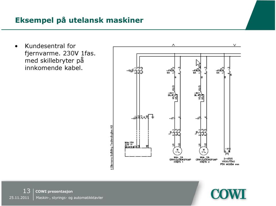 fjernvarme. 230V 1fas.