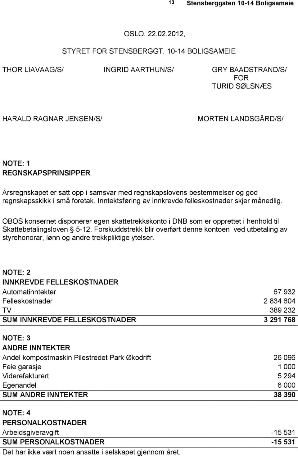 regnskapslovens bestemmelser og god regnskapsskikk i små foretak. Inntektsføring av innkrevde felleskostnader skjer månedlig.