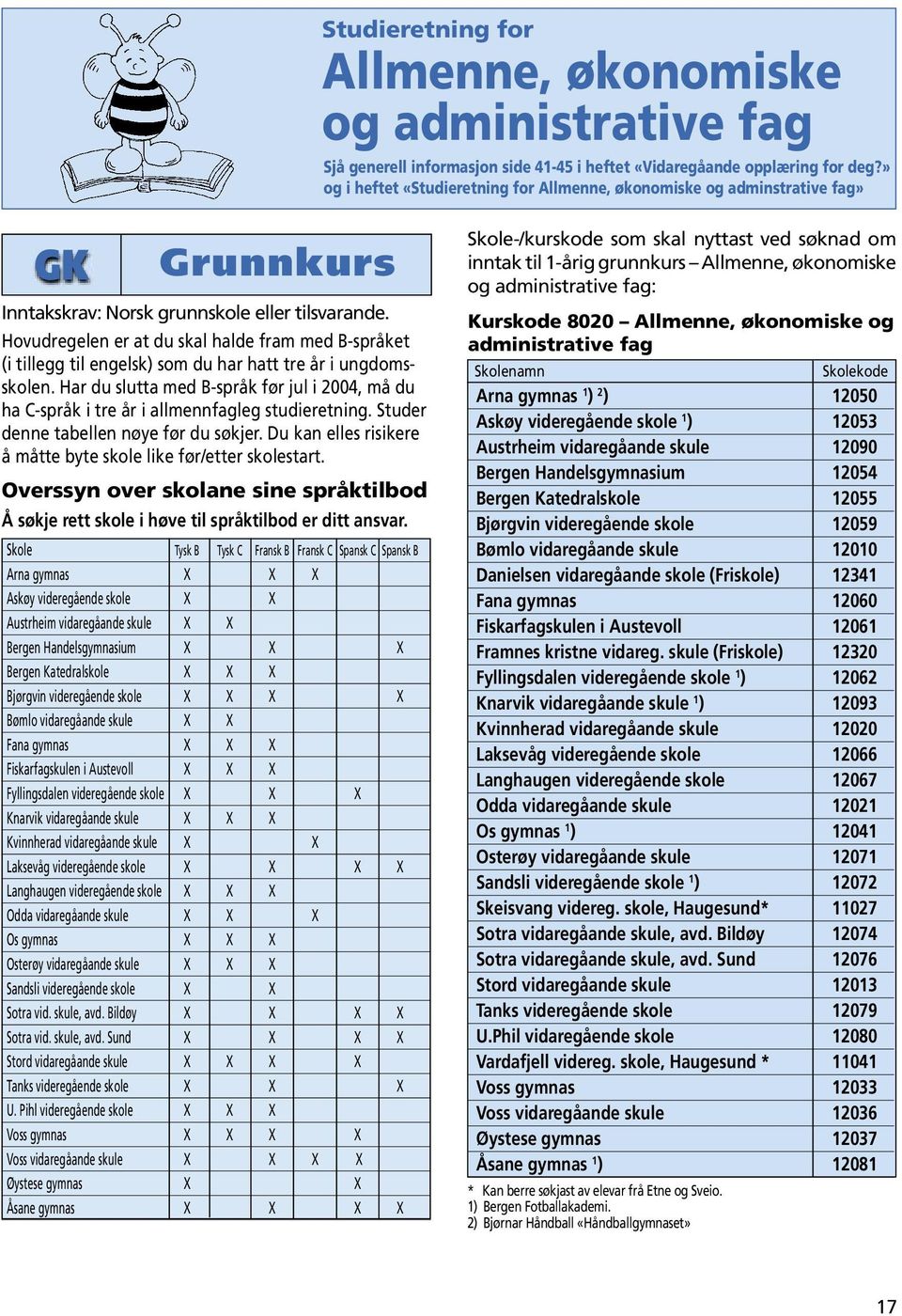 Hovudregelen er at du skal halde fram med B-språket (i tillegg til engelsk) som du har hatt tre år i ungdomsskolen.