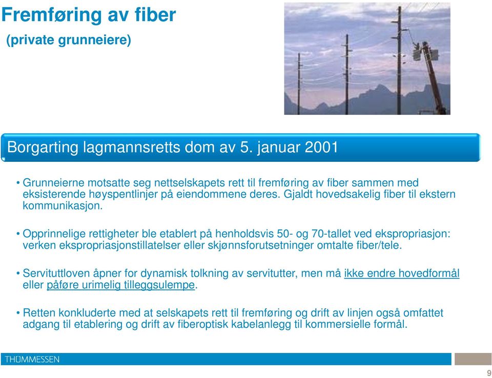 Gjaldt hovedsakelig fiber til ekstern kommunikasjon.