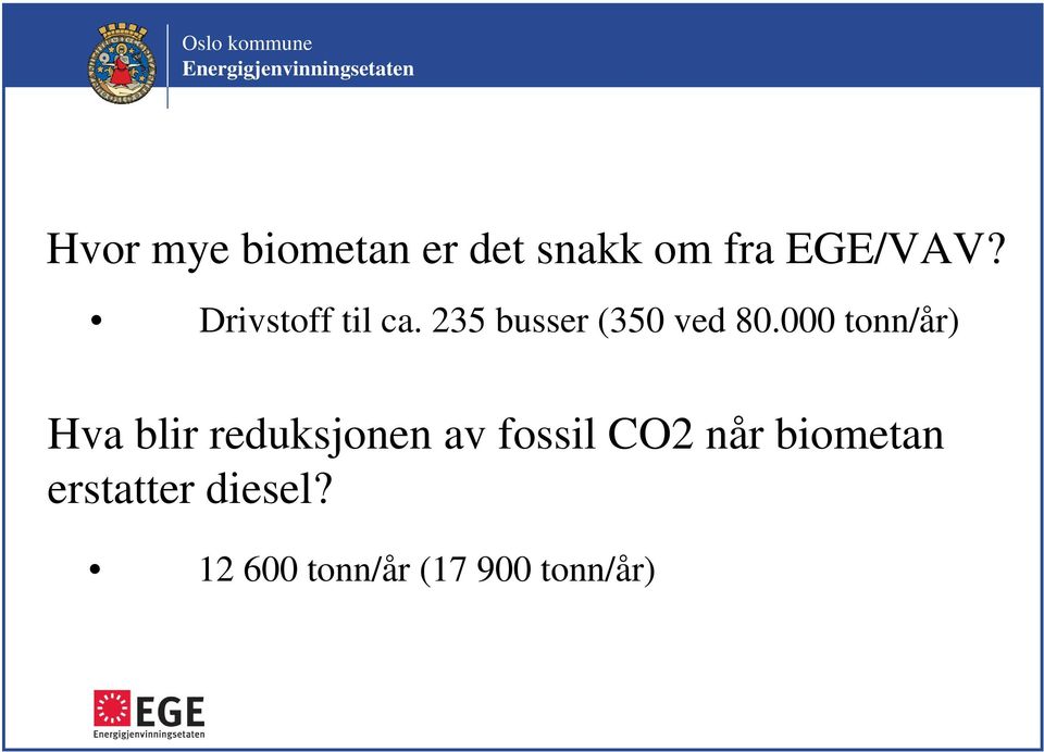 000 tonn/år) Hva blir reduksjonen av fossil CO2