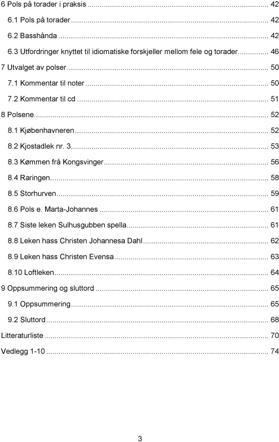 Kongsvinger 56 84 Raringen 58 85 Storhurven 59 86 Pols e Marta-Johannes 61 87 Siste leken Sulhusgubben spella 61 88 Leken hass Christen Johannesa