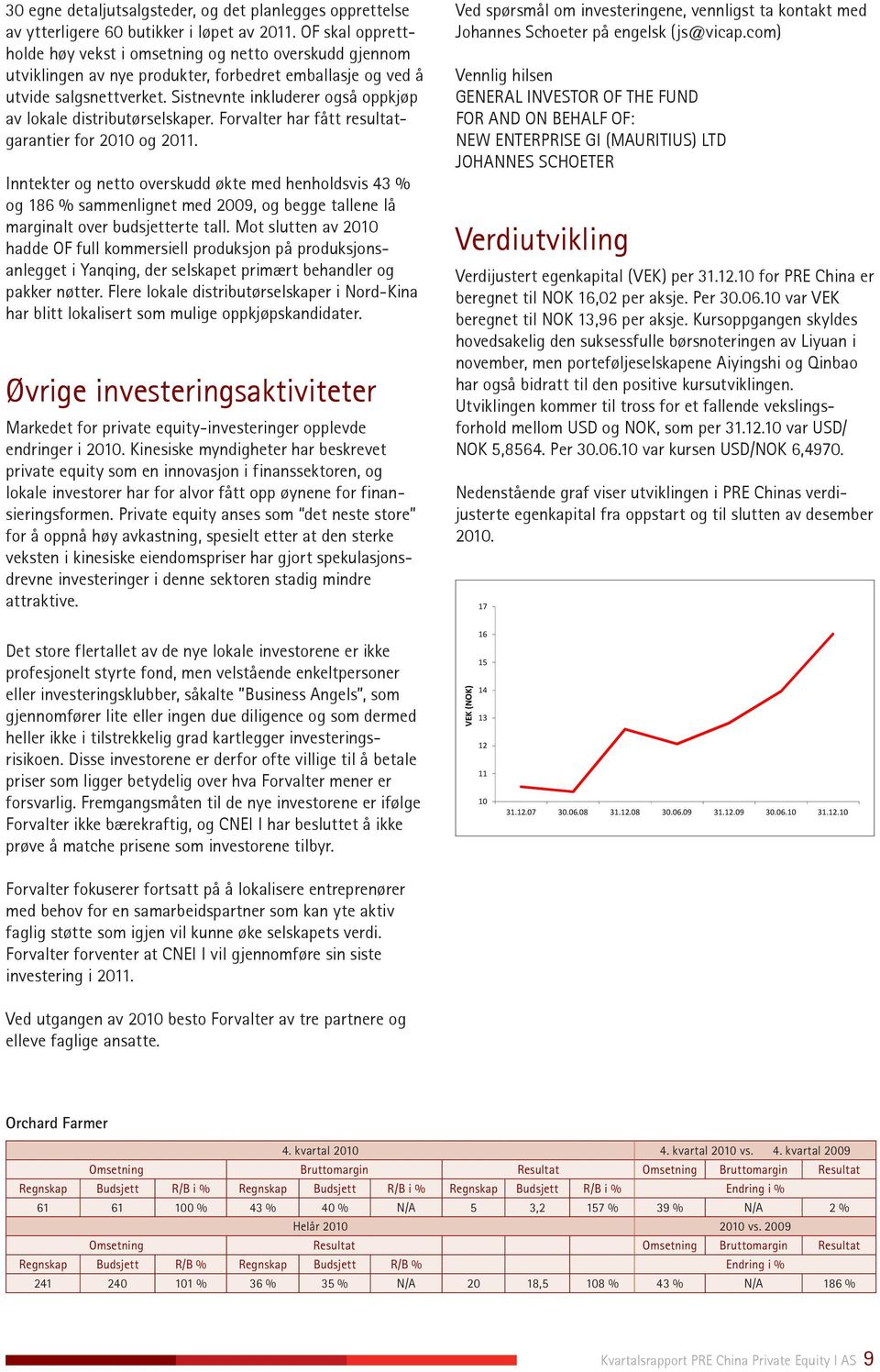 Sistnevnte inkluderer også oppkjøp av lokale distributørselskaper. Forvalter har fått resultatgarantier for 2010 og 2011.