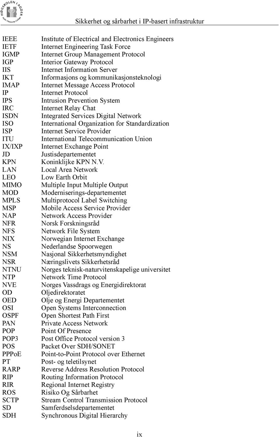 kommunikasjonsteknologi Internet Message Access Protocol Internet Protocol Intrusion Prevention System Internet Relay Chat Integrated Services Digital Network International Organization for