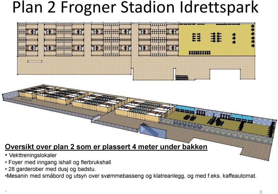 ishall og flerbrukshall 28 garderober med dusj og badstu.