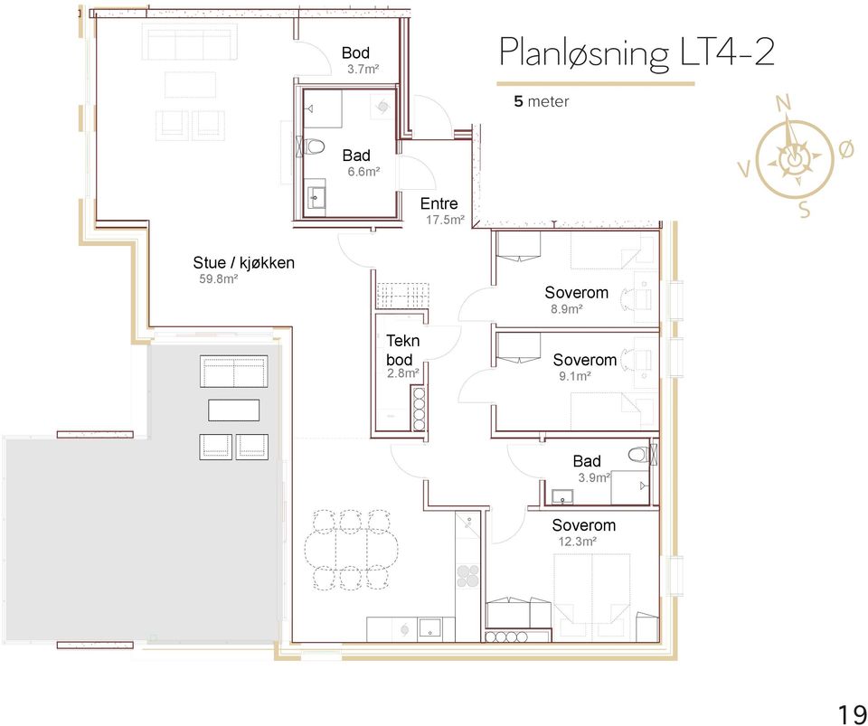 1m² tue / kjøkken 59.8m² EL 8.