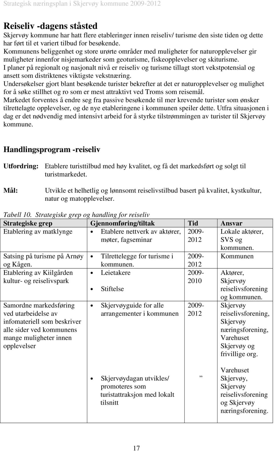 I planer på regionalt og nasjonalt nivå er reiseliv og turisme tillagt stort vekstpotensial og ansett som distriktenes viktigste vekstnæring.