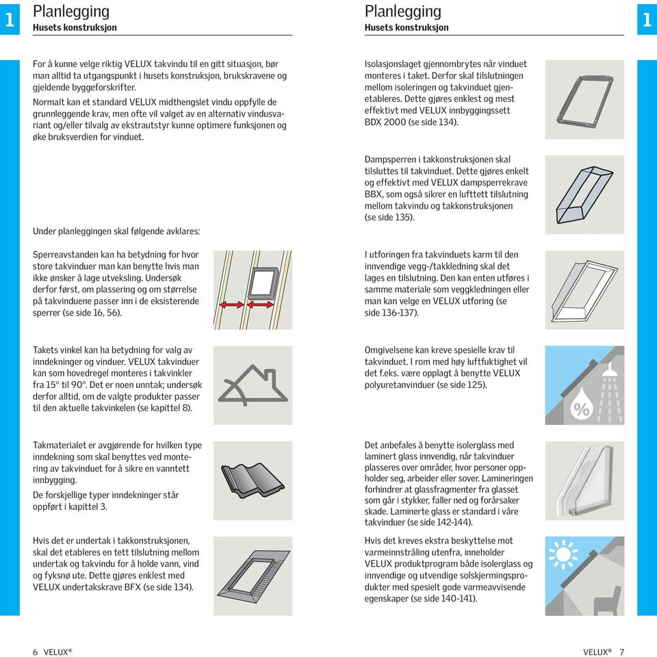 Normalt kan et standard VELUX midthengslet vindu oppfylle de grunnleggende krav, men ofte vil valget av en alternativ vindusvariant og/eller tilvalg av ekstrautstyr kunne optimere funksjonen og øke