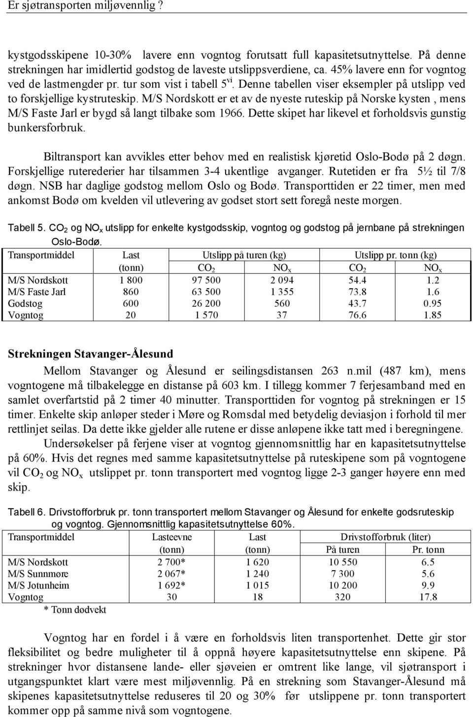 M/S Nordskott er et av de nyeste ruteskip på Norske kysten, mens M/S Faste Jarl er bygd så langt tilbake som 1966. Dette skipet har likevel et forholdsvis gunstig bunkersforbruk.