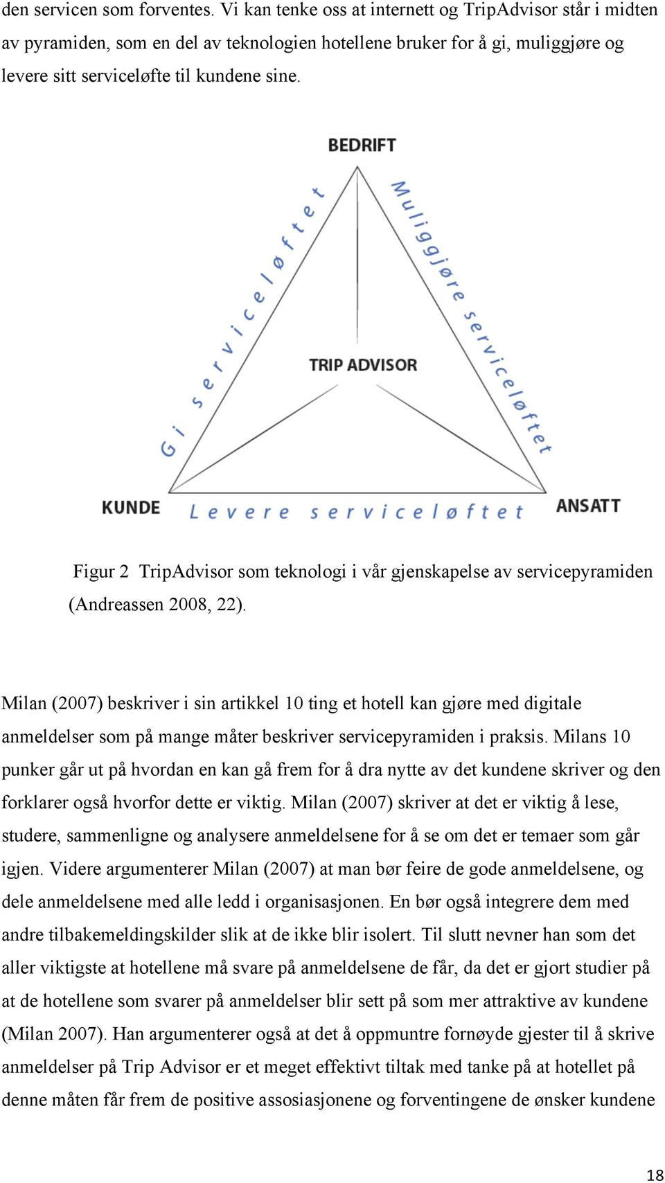 Figur 2 TripAdvisor som teknologi i vår gjenskapelse av servicepyramiden (Andreassen 2008, 22).