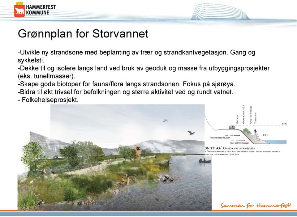 -Dekke til og isolere langs land ved bruk av geoduk og masse fra utbyggingsprosjekter (eks.