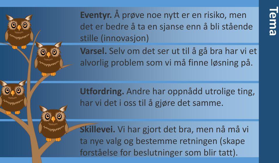 Varsel. Selv om det ser ut til å gå bra har vi et alvorlig problem som vi må finne løsning på.