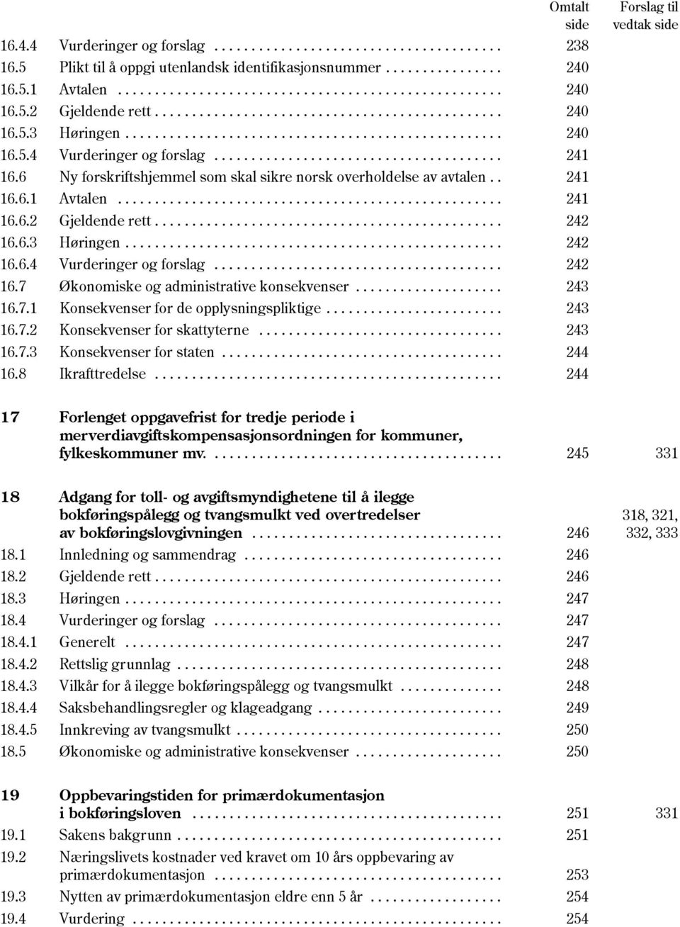 6 Ny forskriftshjemmel som skal sikre norsk overholdelse av avtalen.. 241 16.6.1 Avtalen.................................................... 241 16.6.2 Gjeldende rett............................................... 242 16.