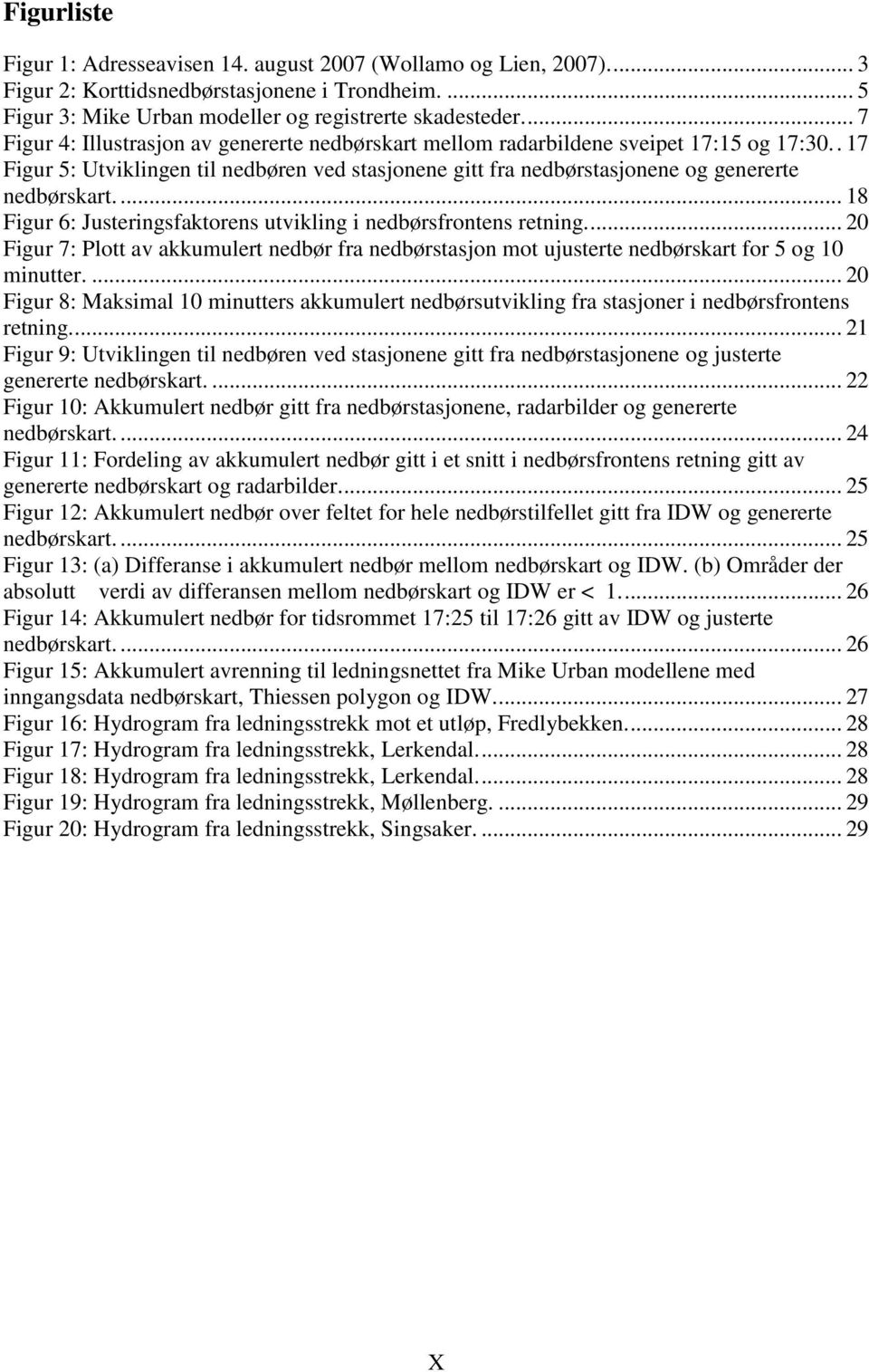 ... 18 Figur 6: Justeringsfaktorens utvikling i nedbørsfrontens retning.... 20 Figur 7: Plott av akkumulert nedbør fra nedbørstasjon mot ujusterte nedbørskart for 5 og 10 minutter.