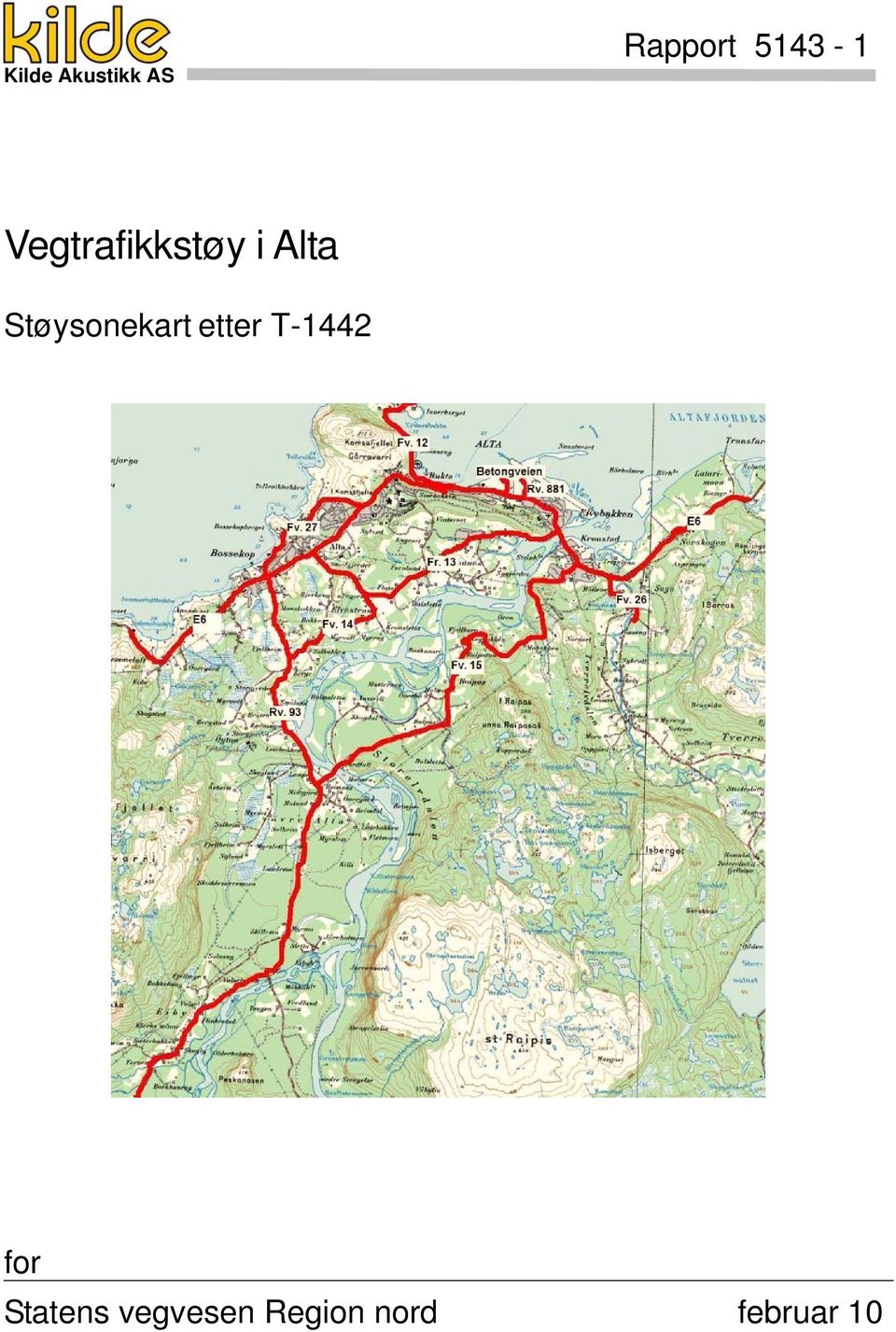 Støysonekart etter T-1442 for