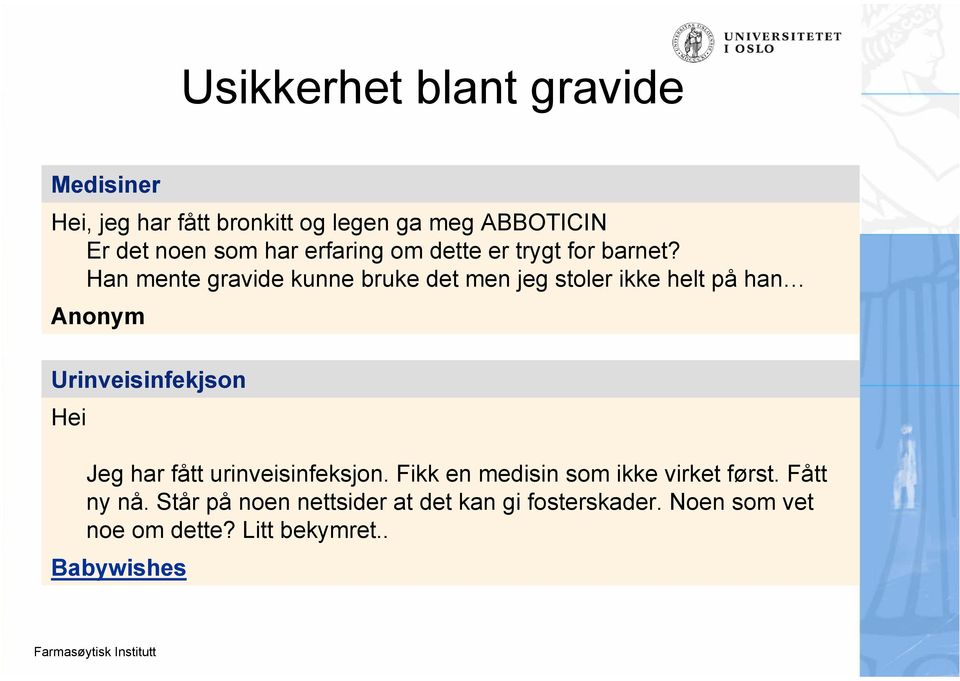 Han mente gravide kunne bruke det men jeg stoler ikke helt på han Anonym Urinveisinfekjson Hei Jeg har fått