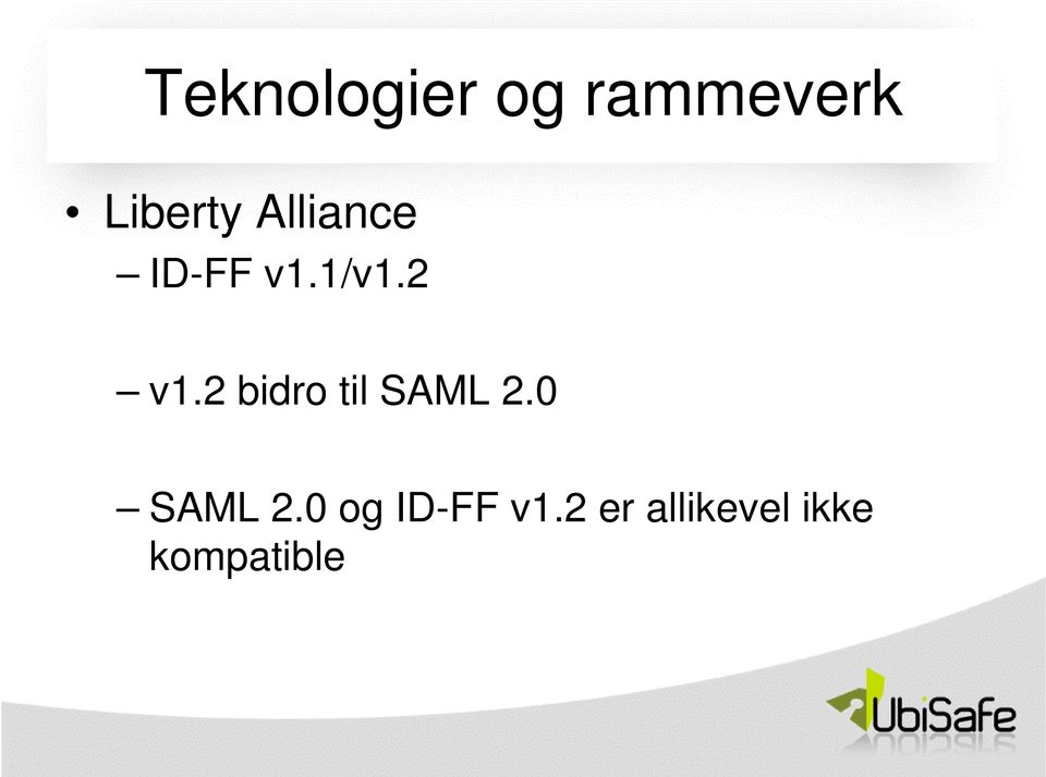 2 bidro til SAML 2.0 SAML 2.