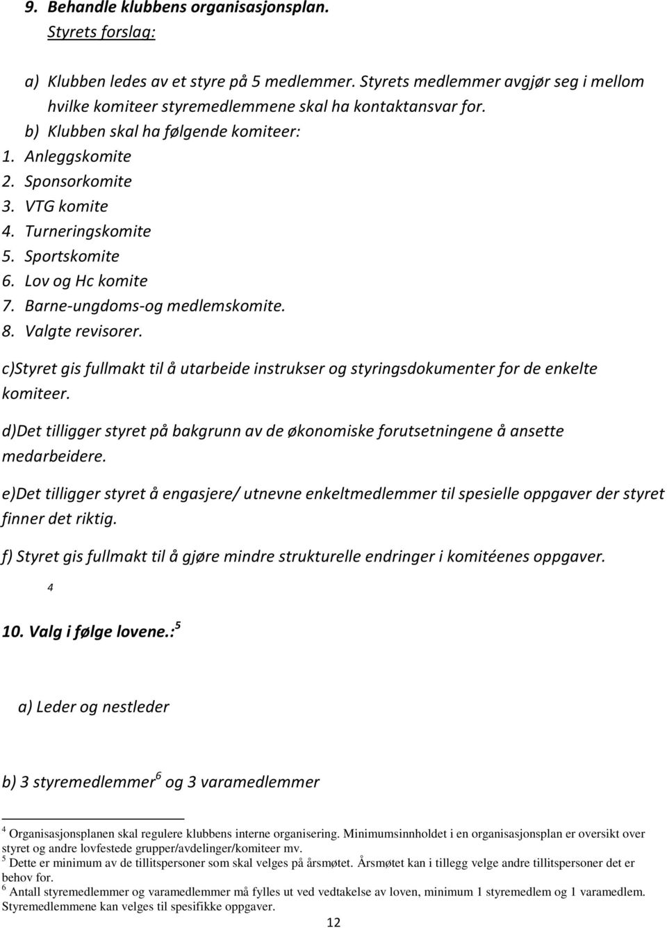 c)styret gis fullmakt til å utarbeide instrukser og styringsdokumenter for de enkelte komiteer. d)det tilligger styret på bakgrunn av de økonomiske forutsetningene å ansette medarbeidere.