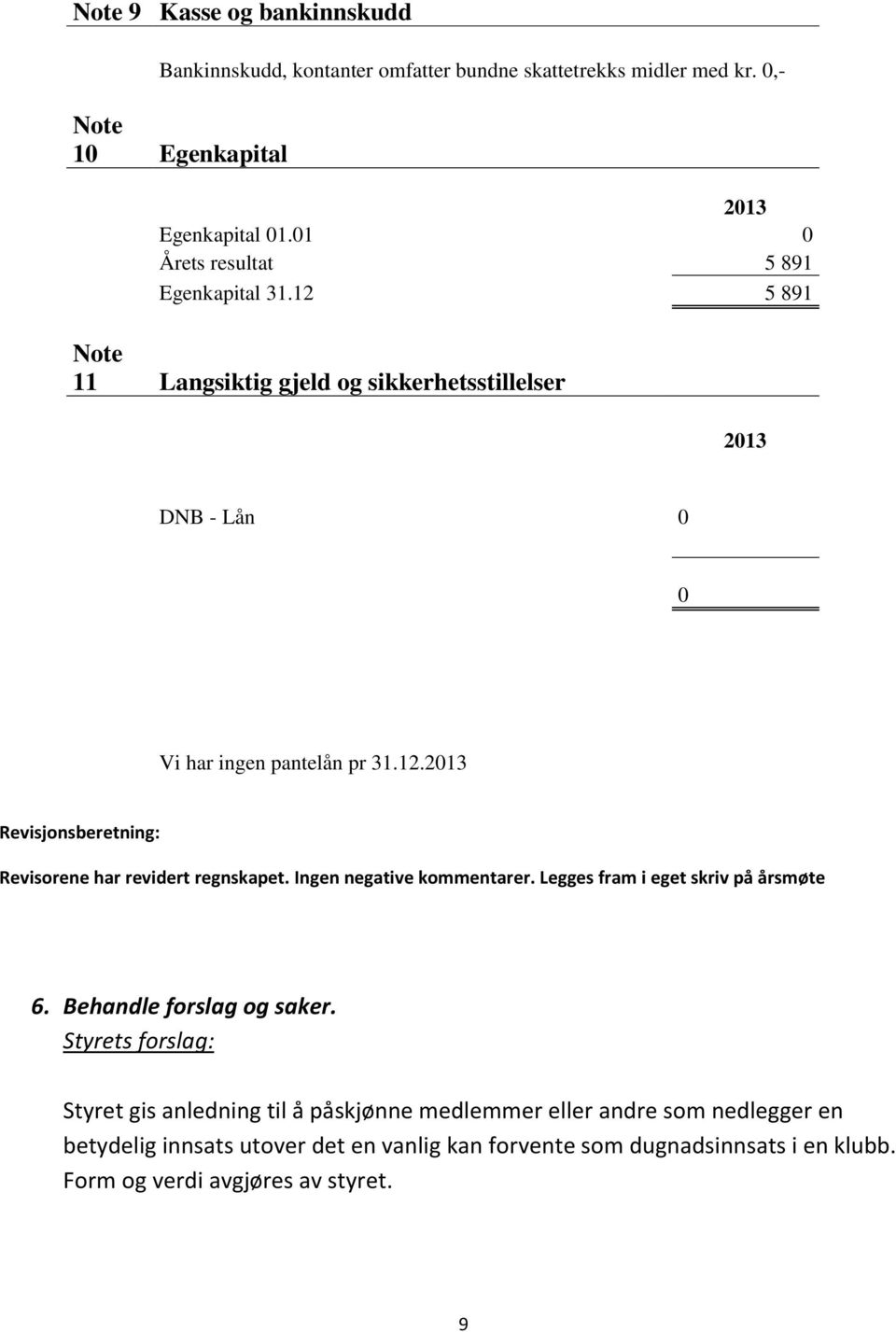 Ingen negative kommentarer. Legges fram i eget skriv på årsmøte 6. Behandle forslag og saker.