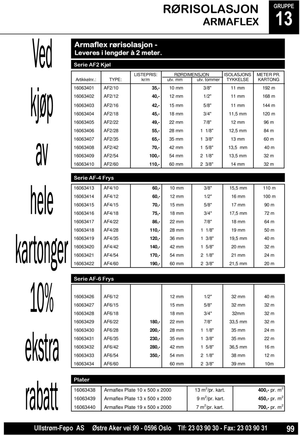 KARTONG 16063401 AF2/10 35,- 10 mm 3/8" 11 mm 192 m 16063402 AF2/12 40,- 12 mm 1/2" 11 mm 168 m 16063403 AF2/16 42,- 15 mm 5/8" 11 mm 144 m 16063404 AF2/18 45,- 18 mm 3/4" 11,5 mm 120 m 16063405