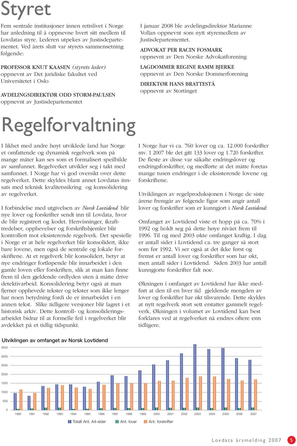 Justisdepartementet I januar 2008 ble avdelingsdirektør Marianne Vollan oppnevnt som nytt styremedlem av Justisdepartementet.