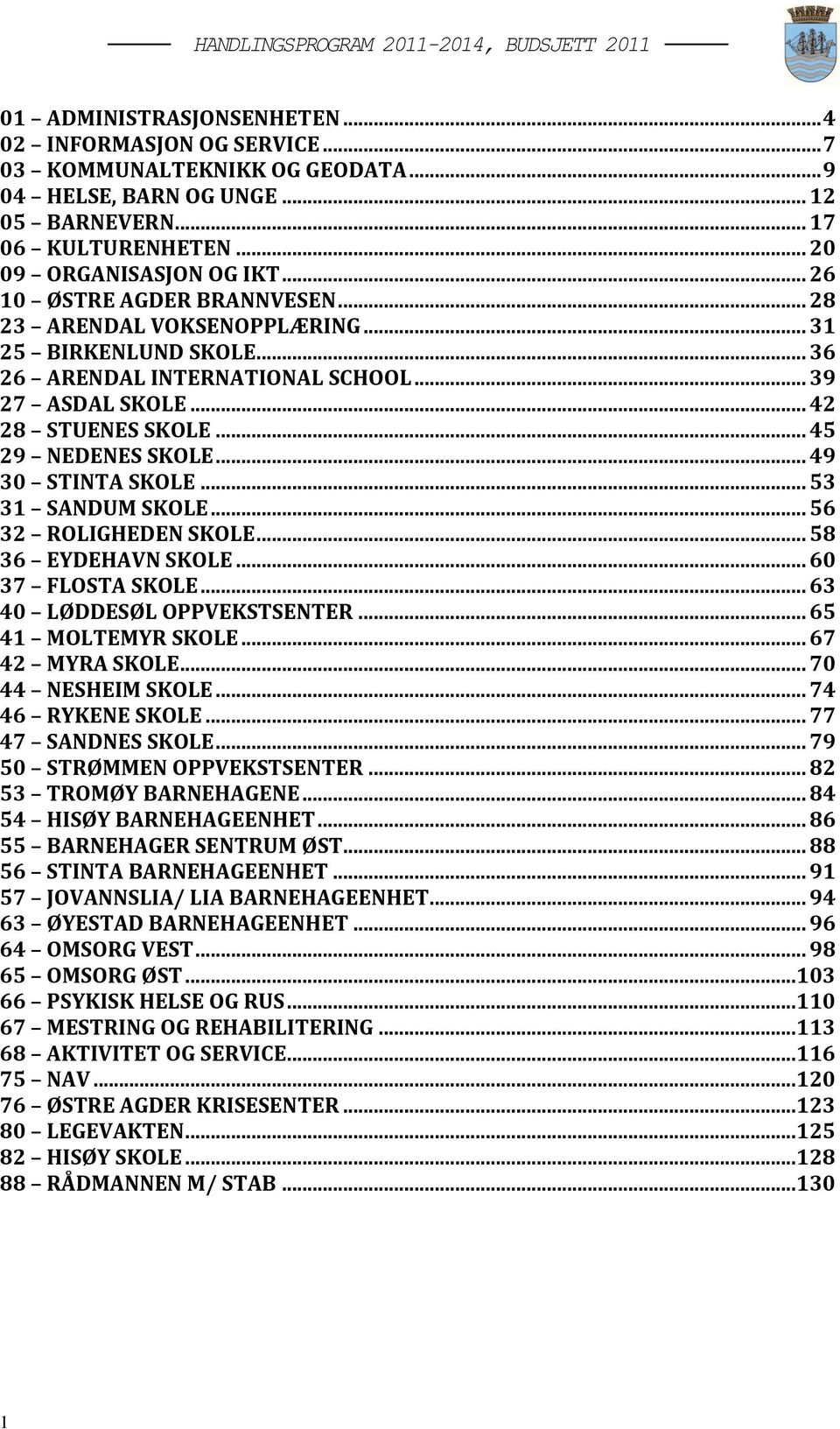 .. 49 30 STINTA SKOLE... 53 31 SANDUM SKOLE... 56 32 ROLIGHEDEN SKOLE... 58 36 EYDEHAVN SKOLE... 60 37 FLOSTA SKOLE... 63 40 LØDDESØL OPPVEKSTSENTER... 65 41 MOLTEMYR SKOLE... 67 42 MYRA SKOLE.