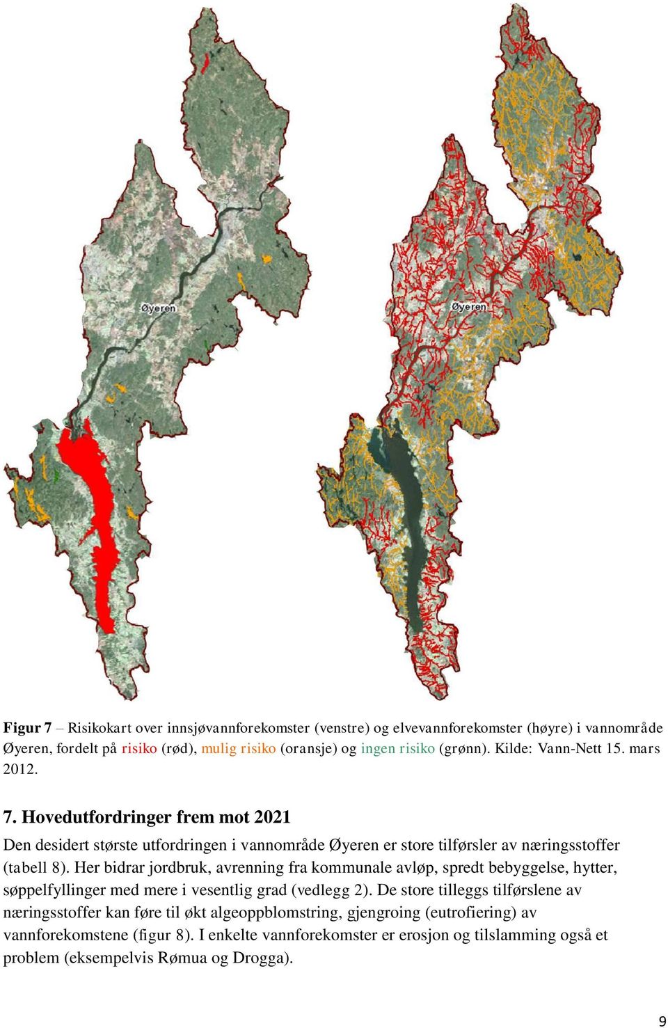 Her bidrar jordbruk, avrenning fra kommunale avløp, spredt bebyggelse, hytter, søppelfyllinger med mere i vesentlig grad (vedlegg 2).