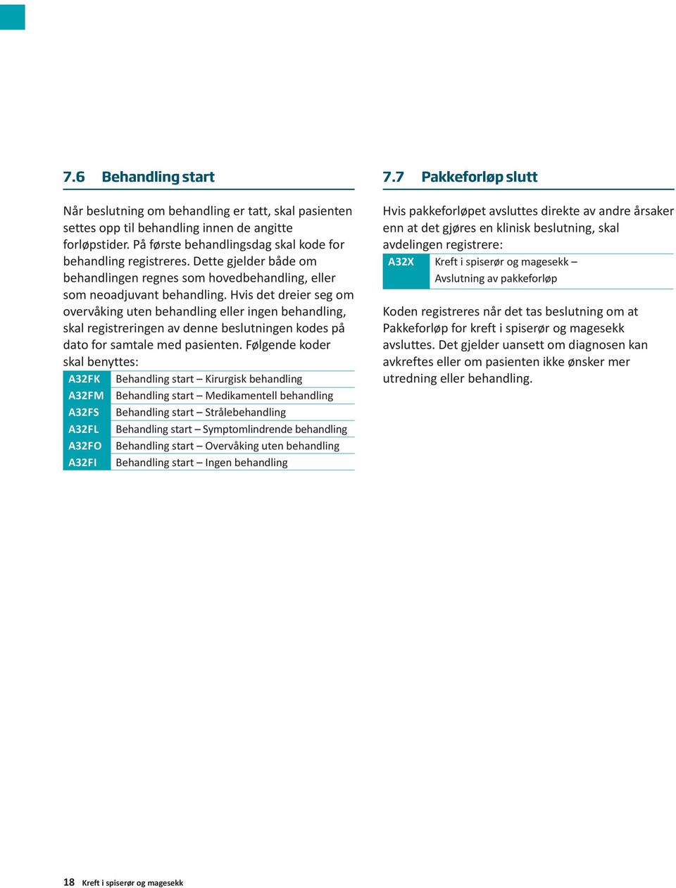 Hvis det dreier seg om overvåking uten behandling eller ingen behandling, skal registreringen av denne beslutningen kodes på dato for samtale med pasienten.