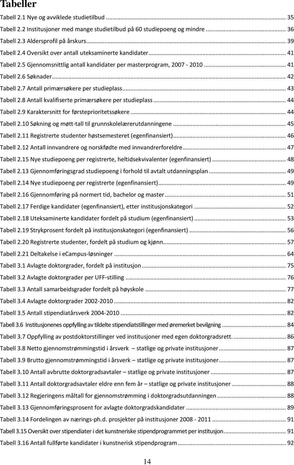 7 Antall primærsøkere per studieplass... 43 Tabell 2.8 Antall kvalifiserte primærsøkere per studieplass... 44 Tabell 2.9 Karaktersnitt for førsteprioritetssøkere... 44 Tabell 2.10 Søkning og møtt-tall til grunnskolelærerutdanningene.