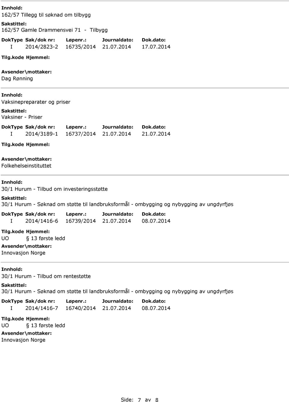 30/1 Hurum - Søknad om støtte til landbruksformål - ombygging og nybygging av ungdyrfjøs 2014/1416-6 16739/2014 08.07.