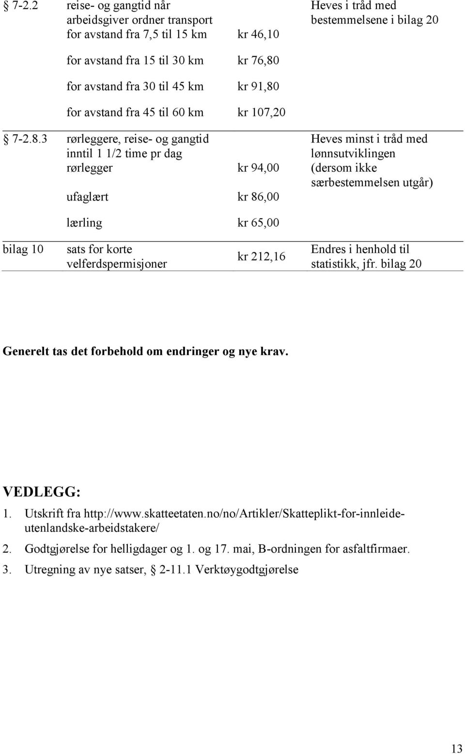 for avstand fra 45 til 60 km kr 107,20 7-2.8.