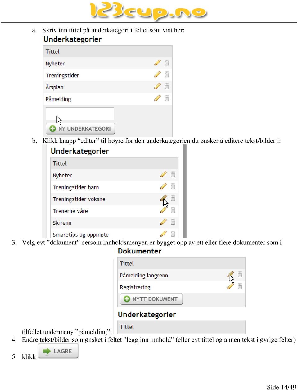 Velg evt dokument dersom innholdsmenyen er bygget opp av ett eller flere dokumenter som i tilfellet