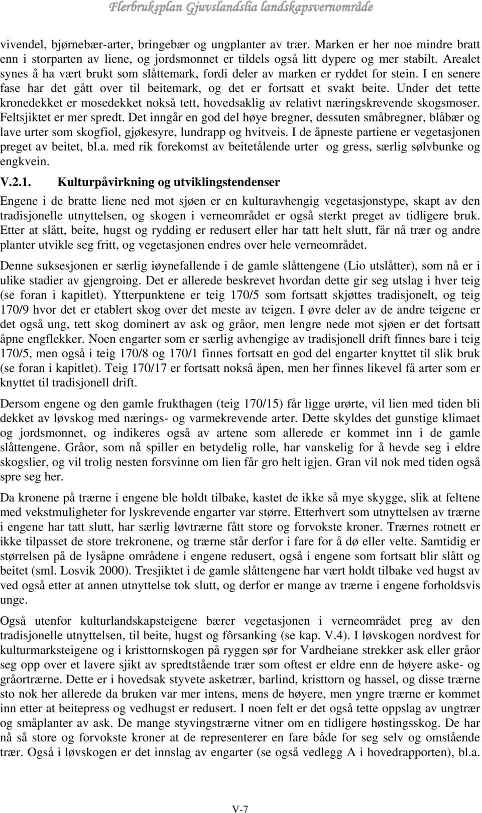 Under det tette kronedekket er mosedekket nokså tett, hovedsaklig av relativt næringskrevende skogsmoser. Feltsjiktet er mer spredt.