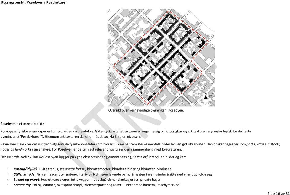 Kevin Lynch snakker om imageability som de fysiske kvaliteter som bidrar til å mane frem sterke mentale bilder hos en gitt observatør.